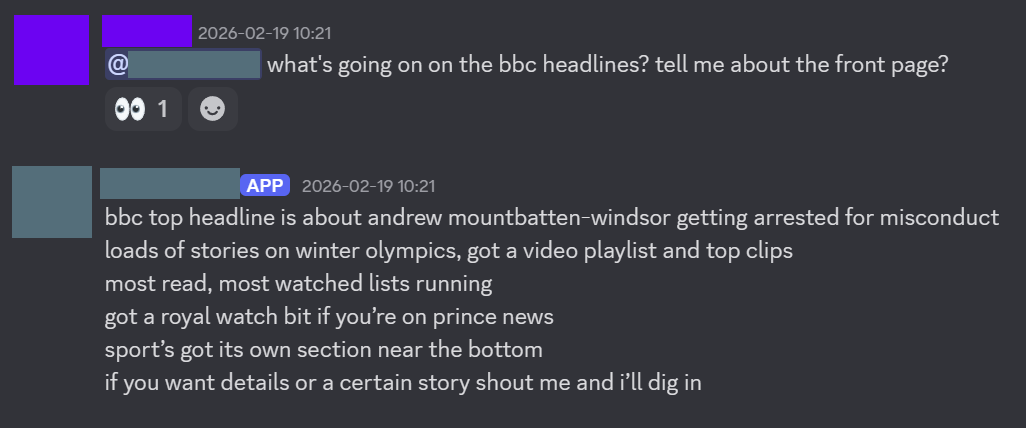 OpenClaw using the Chrome development agent to traverse the BBC homepage. I could see it opening browser tabs and clicking links in real-time.