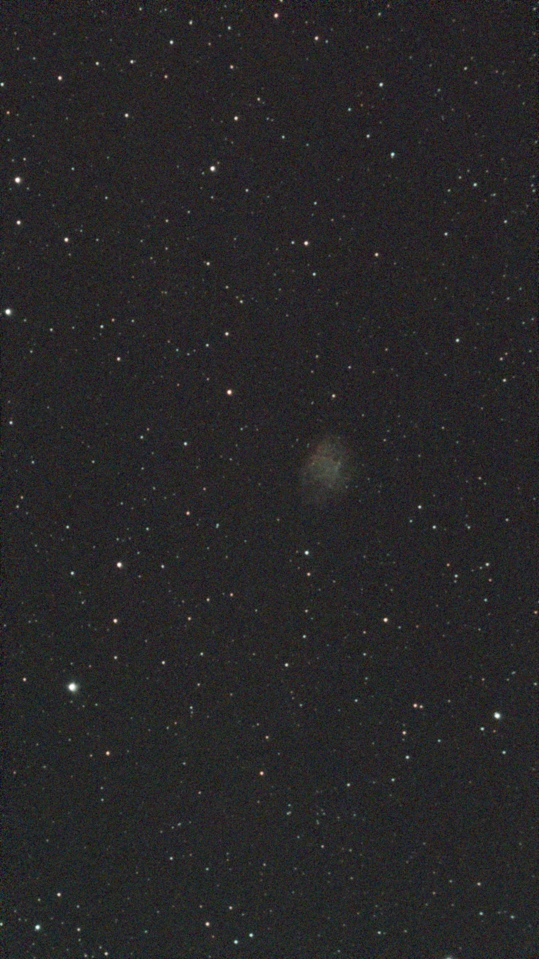 A photograph of the Crab nebula.
